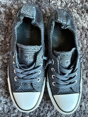 Converse Shoreline Gray/Black Check Slip-on Sneakers, worn twice